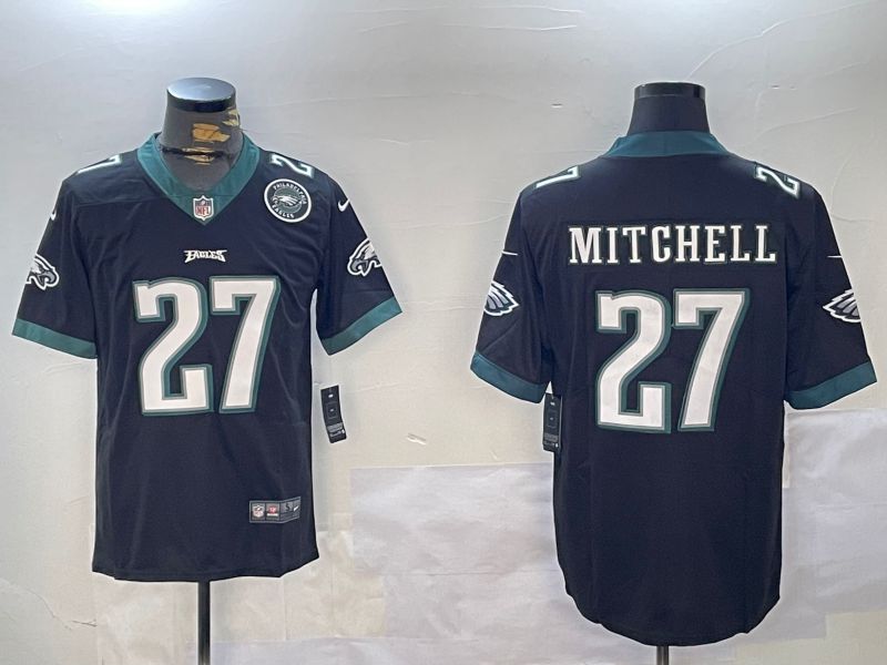 Men Philadelphia Eagles #27 Mitchell Black 2024 Nike Vapor Limited NFL Jersey style 1